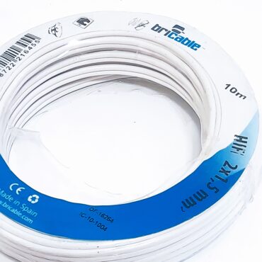 Cable Eléctrico H05VV‑F 2×1,5 mm² – 10 m | Bricable – Blanco
