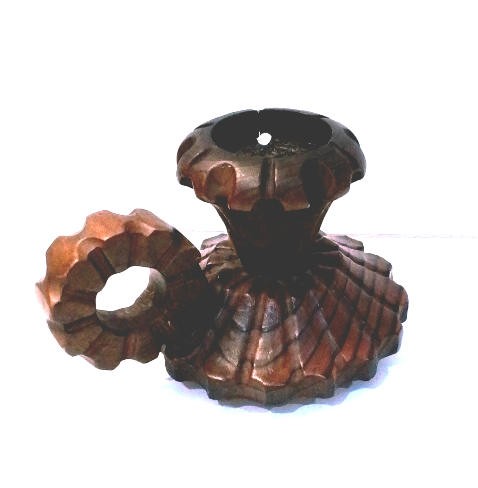 Candelero Vintage de Madera Tallada – Diseño Artesanal con Asa