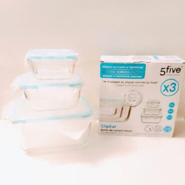 Set de 3 Recipientes Herméticos de Vidrio Borosilicato ClipEat – Apilables y Resistentes