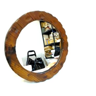 Espejo Circular Artesanal con Marco de Madera Tallada