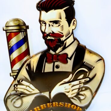 Cartel Metálico Vintage de Barbería – Estilo Clásico Retro