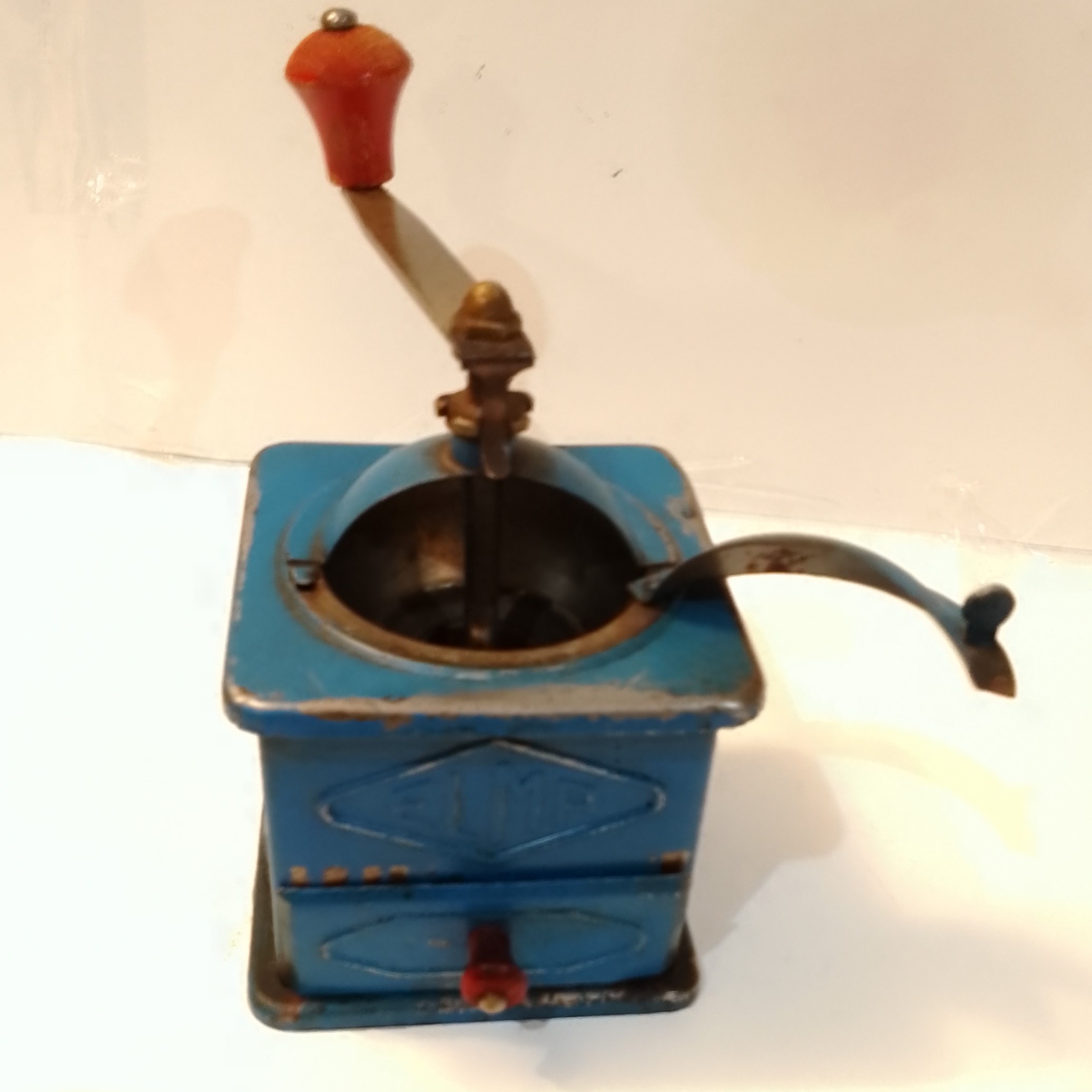 Molino de Café Vintage de Manivela – Acabado Azul Clásico - Imagen 3