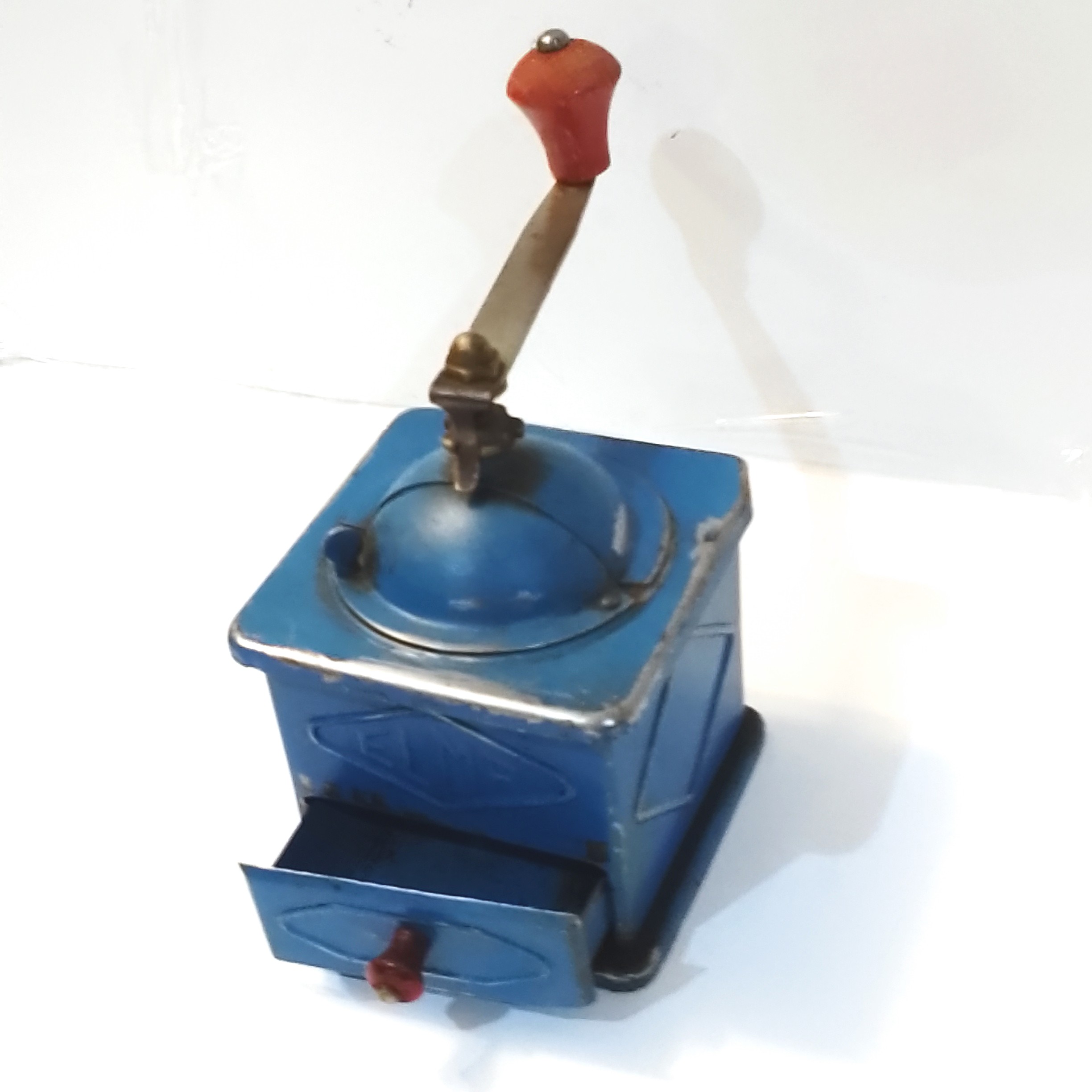 Molino de Café Vintage de Manivela – Acabado Azul Clásico