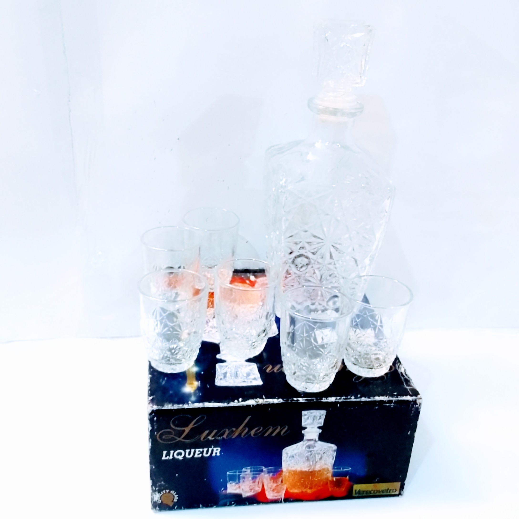 Set de Licor de Cristal Luxhem – Decantador y 6 Vasos con Corte Diamante - Imagen 4