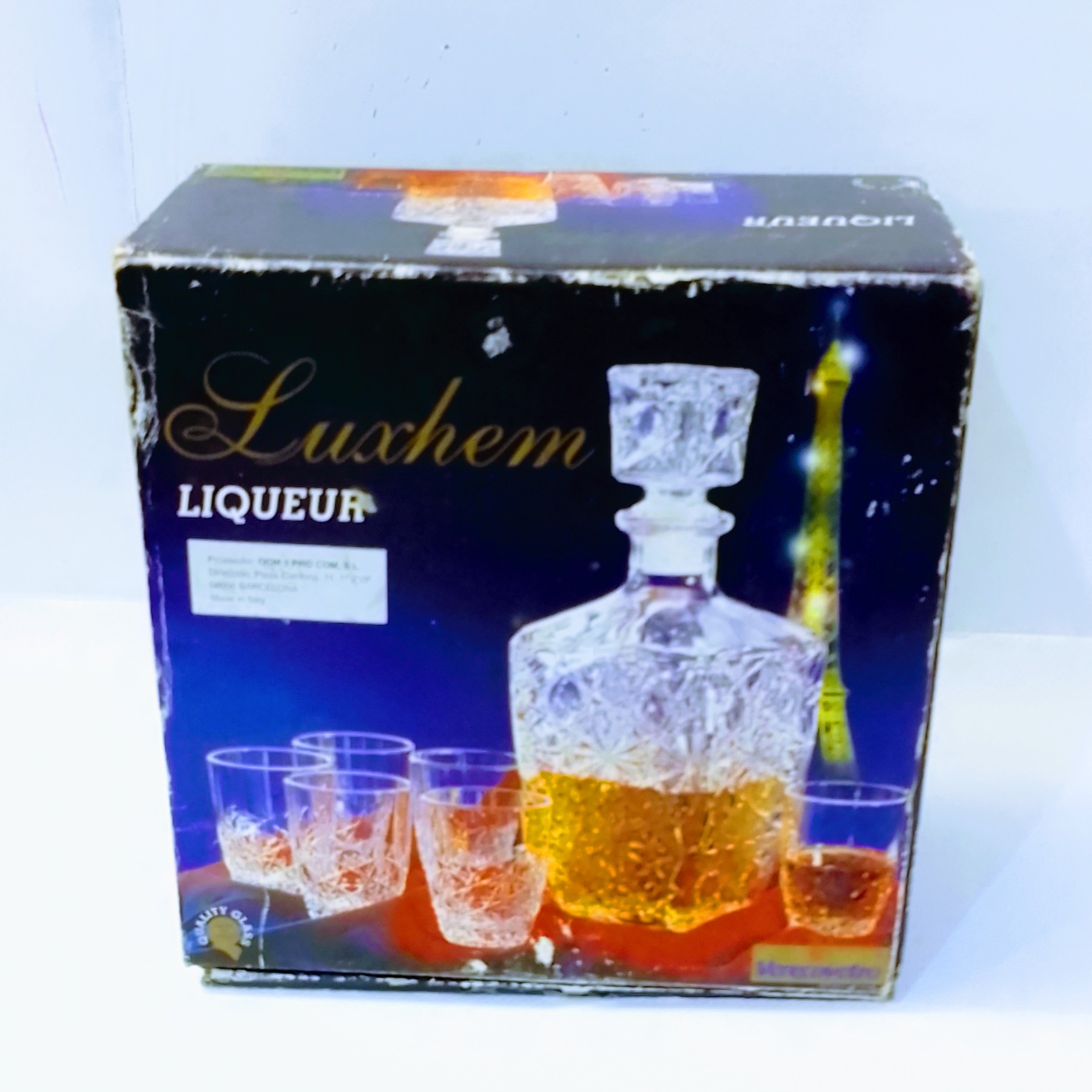Set de Licor de Cristal Luxhem – Decantador y 6 Vasos con Corte Diamante