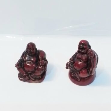 Set de Budas de la Fortuna en Resina Color Borgoña – Decoración Oriental y Energía Positiva